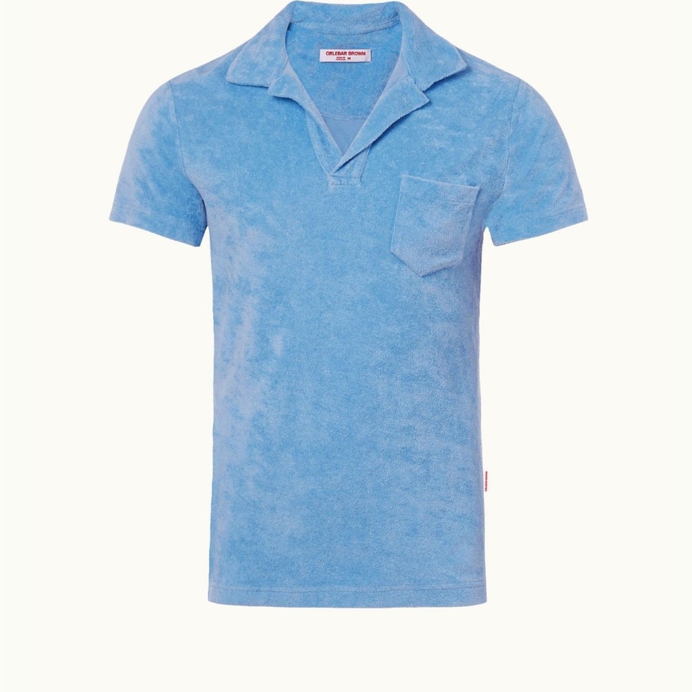 Orlebar Brown Terry Towelling Polo (Size S Riviera Blue)